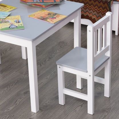 Homcom Kids Three-Piece Table and Chairs Set  Grey & White