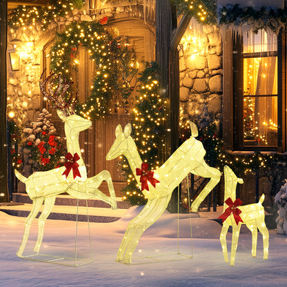 Three-Piece LED Light Reindeer Christmas Decoration