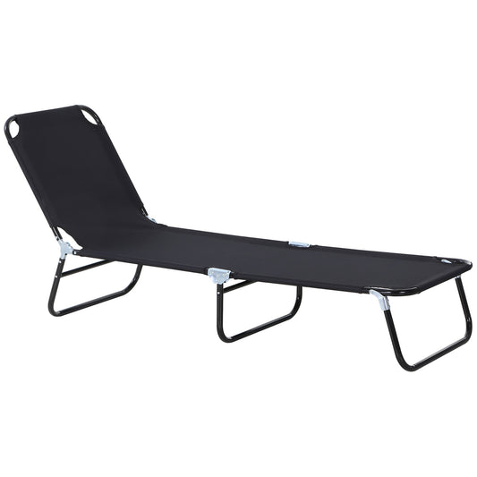 Outsunny Portable Folding Sun Lounger With 5-Position Adjustable Backrest Relaxer Recliner with Lightweight Frame Great for Pool or Sun Bathing