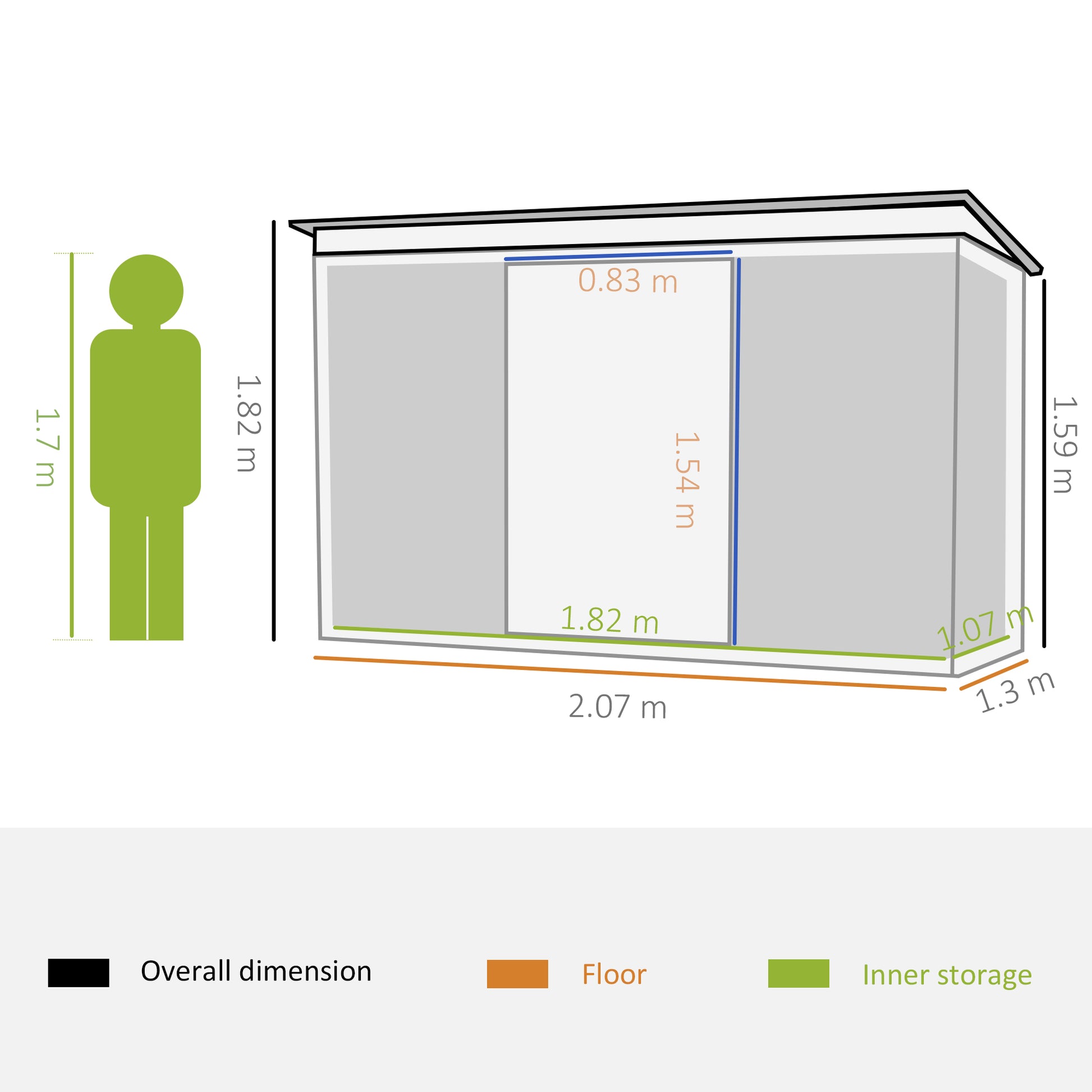 Galvanised 7 x4' Double Door Pent Garden Store Steel Black by Steadfast