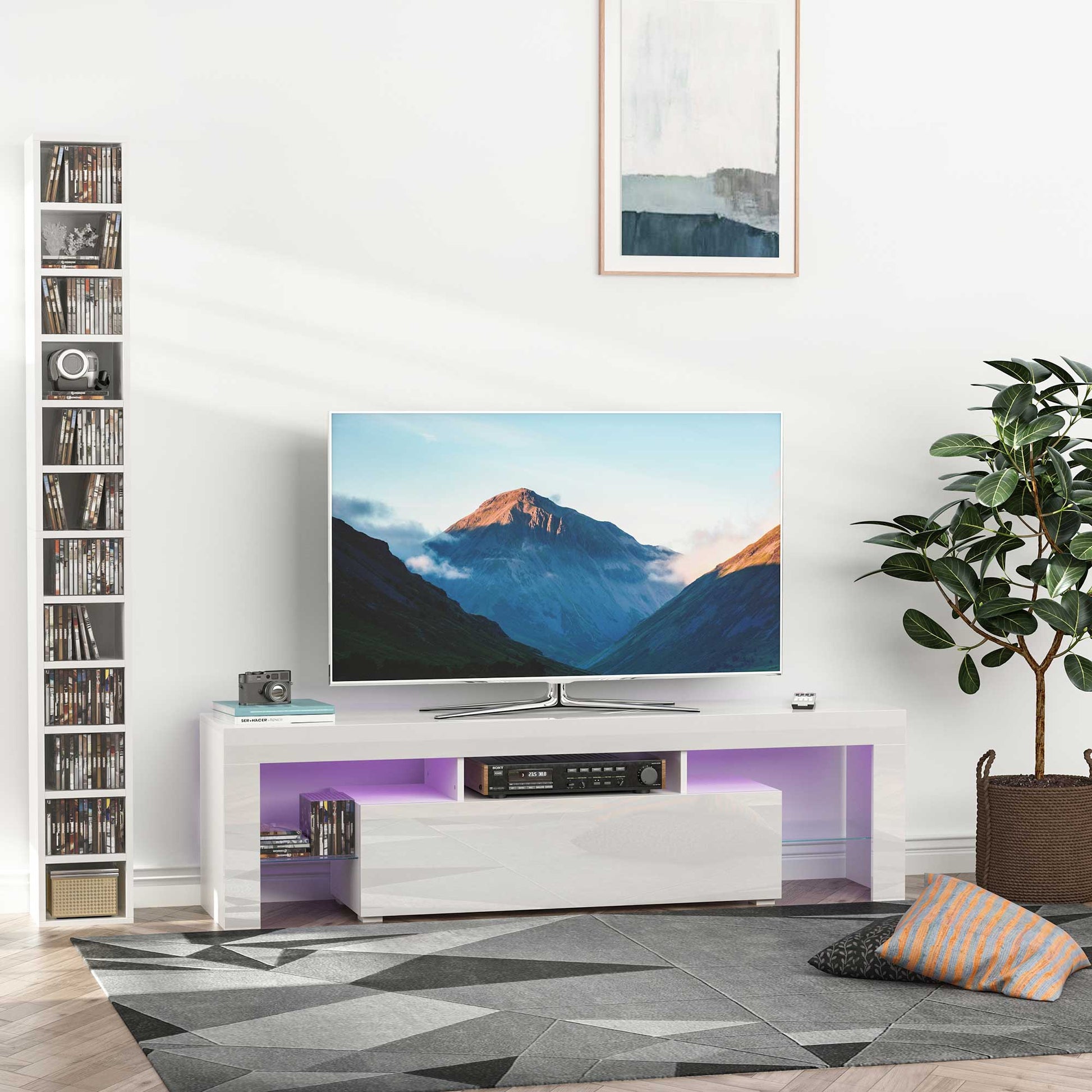 Homcom High Gloss Futuristic TV Stand