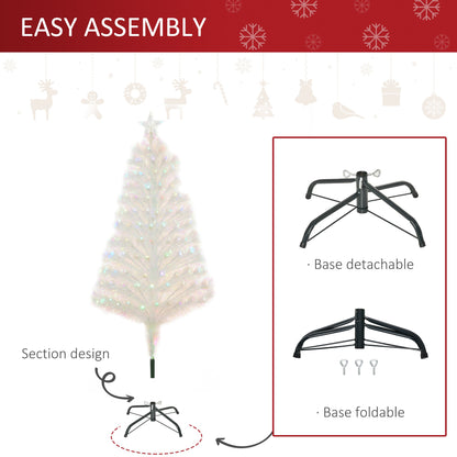 Homcom 4FT Prelit Artificial Christmas Tree with Fiber Optic LED Light