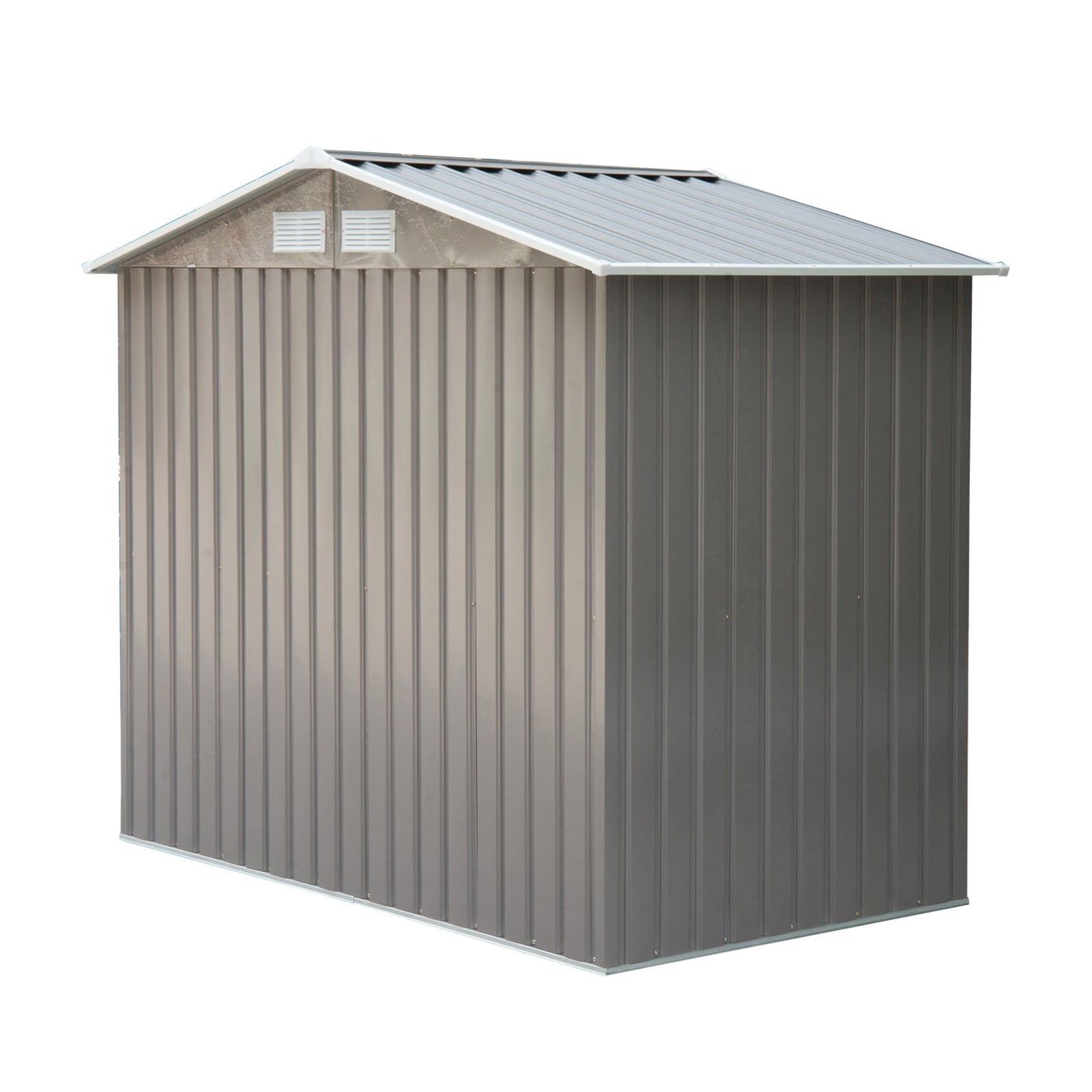 Galvanised 7 x 4' Double Door Reverse Apex Garden Shed Lockable With Ventilation Steel Grey by Steadfast