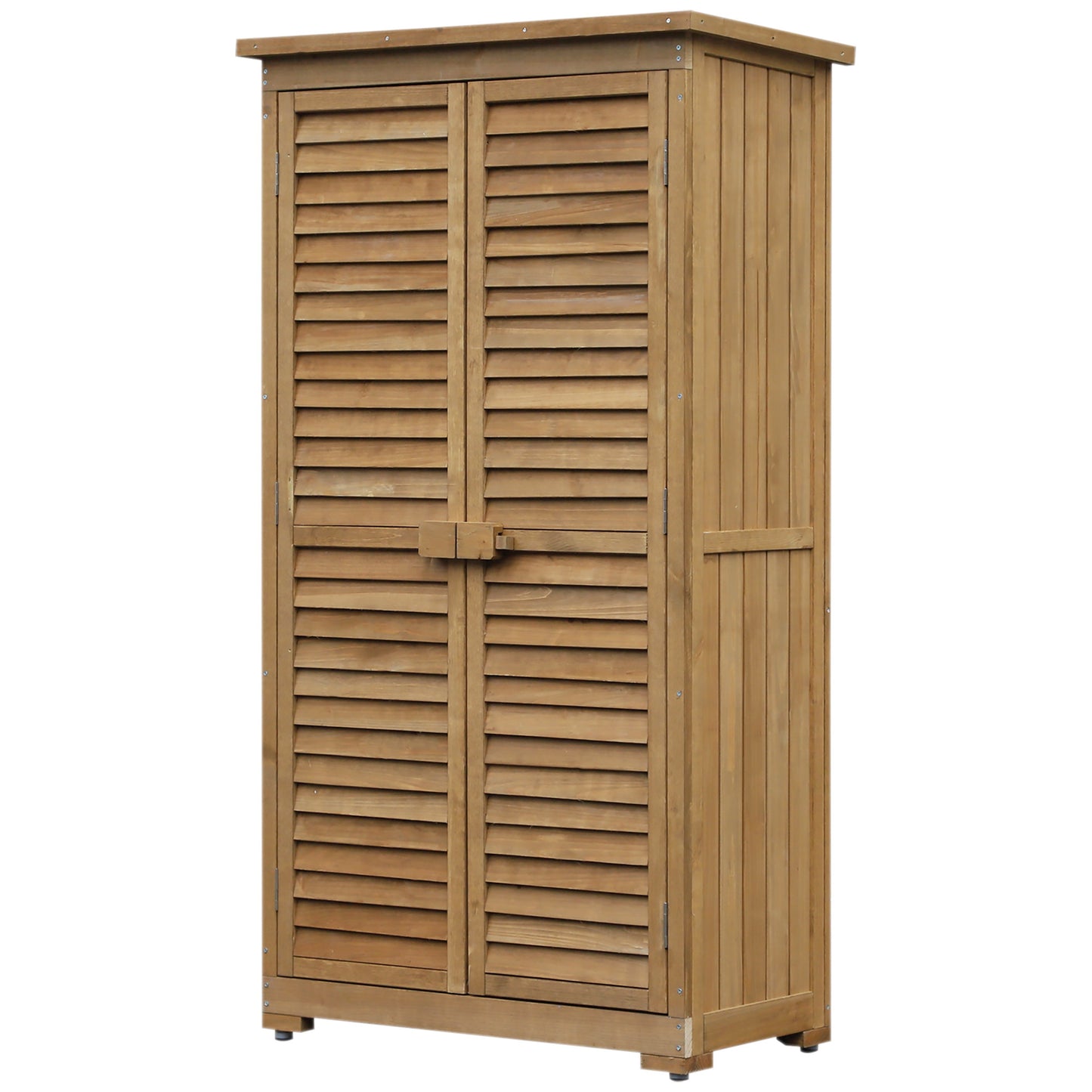 Slatted 160cm Double Door Pent Garden Store With Shelves Fir Wood Natural by Steadfast