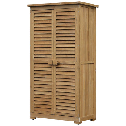 Slatted 160cm Double Door Pent Garden Store With Shelves Fir Wood Natural by Steadfast