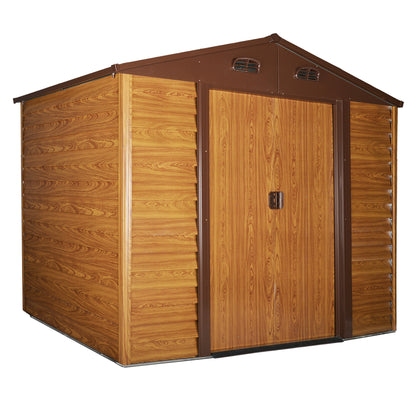 Moderna 9 x 6' Double Door Apex Garden Shed With Ventilation Steel & Polypropylene Light Brown by Steadfast