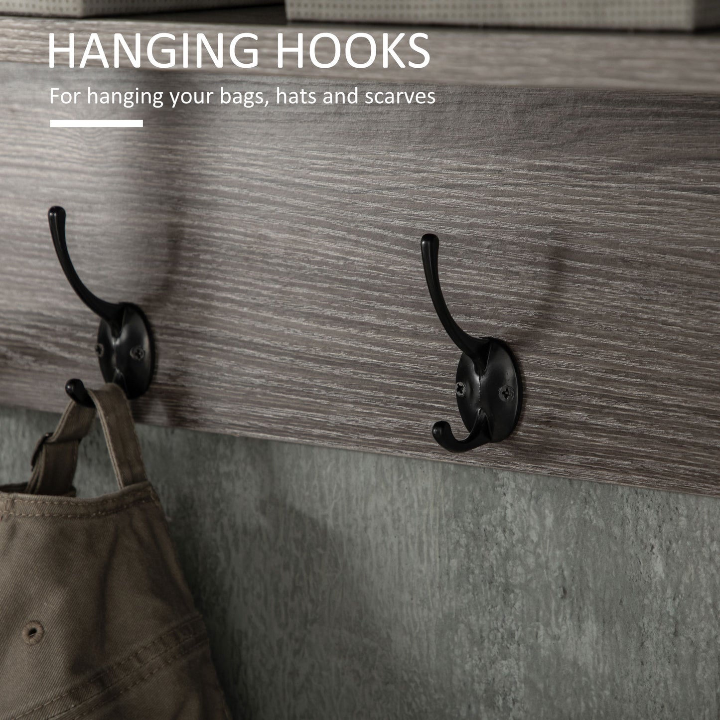 Homcom Coat Rack Wall-Mounted With 4 Coat Hooks And Open Storage Shelf