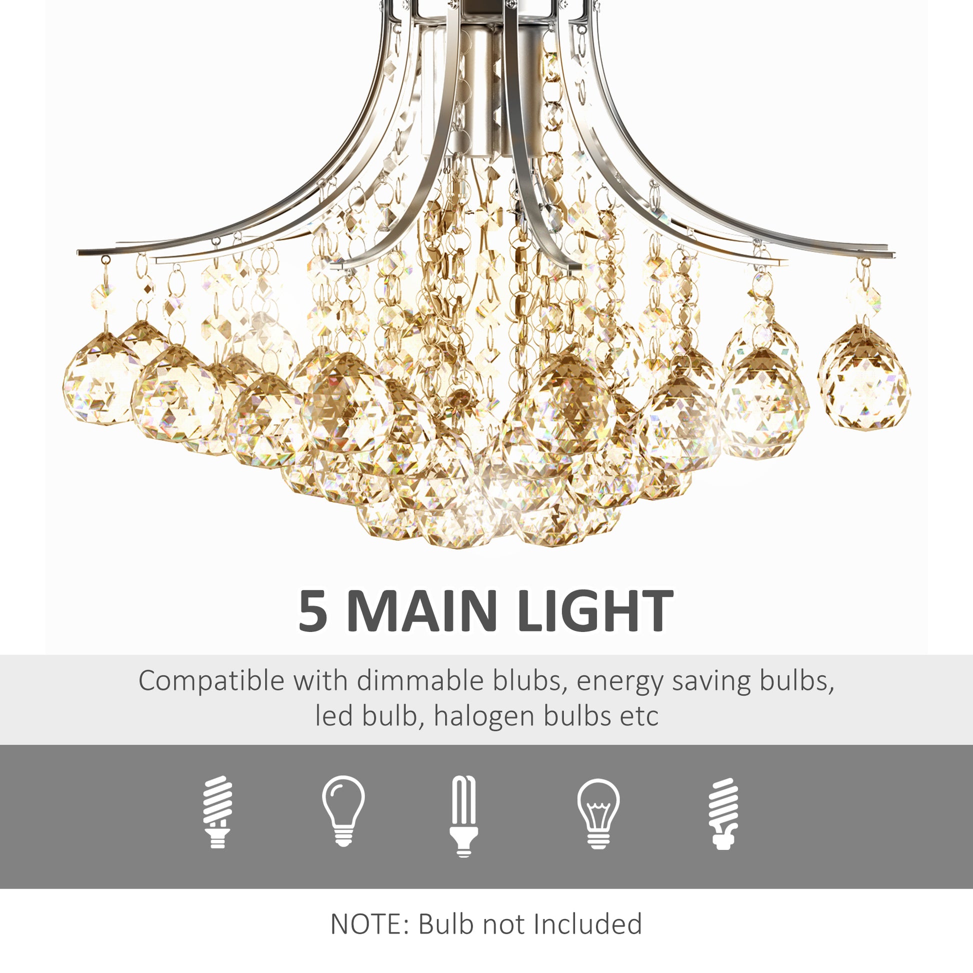 Homcom Modern K9 Crystal Ceiling Lighting Chandelier