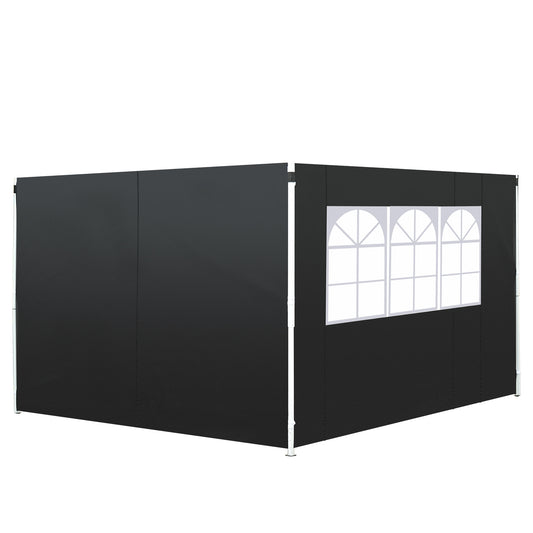 Outsunny 3 Meters Gazebo Replaceable Exchangeable Side Panel Wall Panels Walls With Window 3 colours (Black)