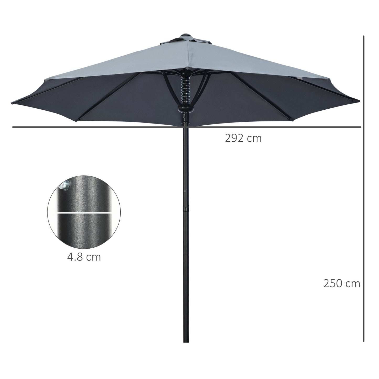 Outsunny Garden 3(m) Parasol Umbrella