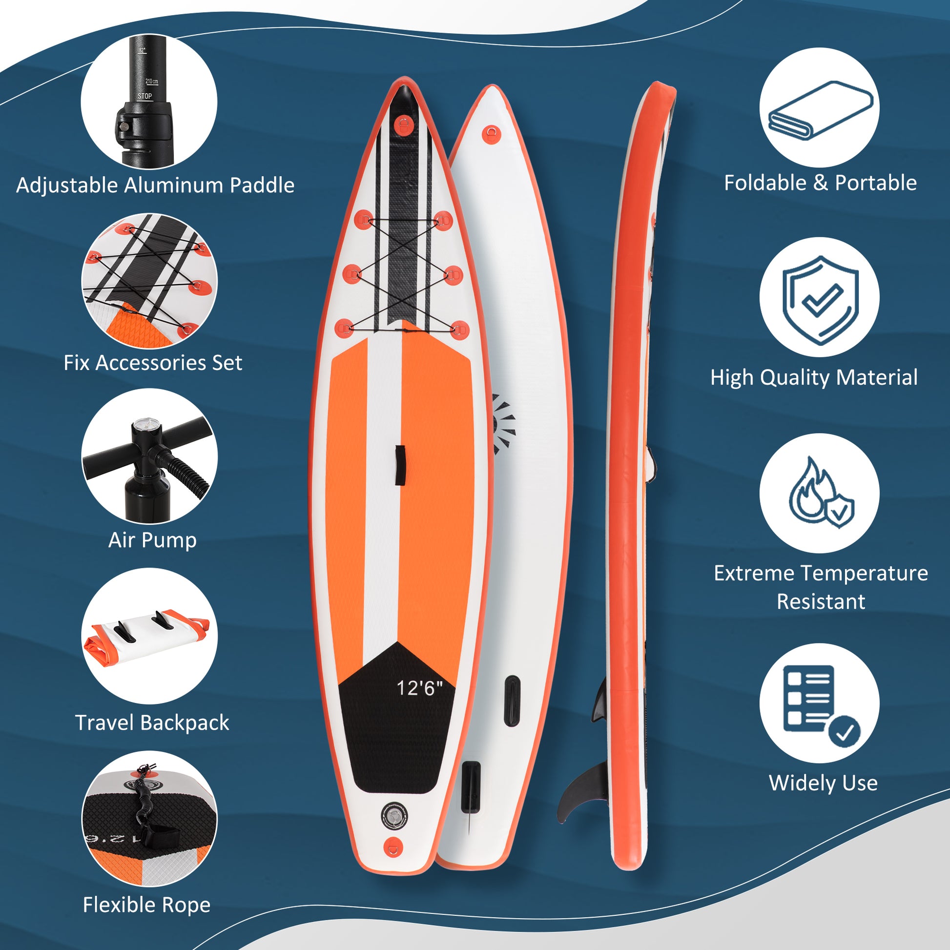 Outsunny 10'6" x 30" x 6" Inflatable Stand Up Paddle Board