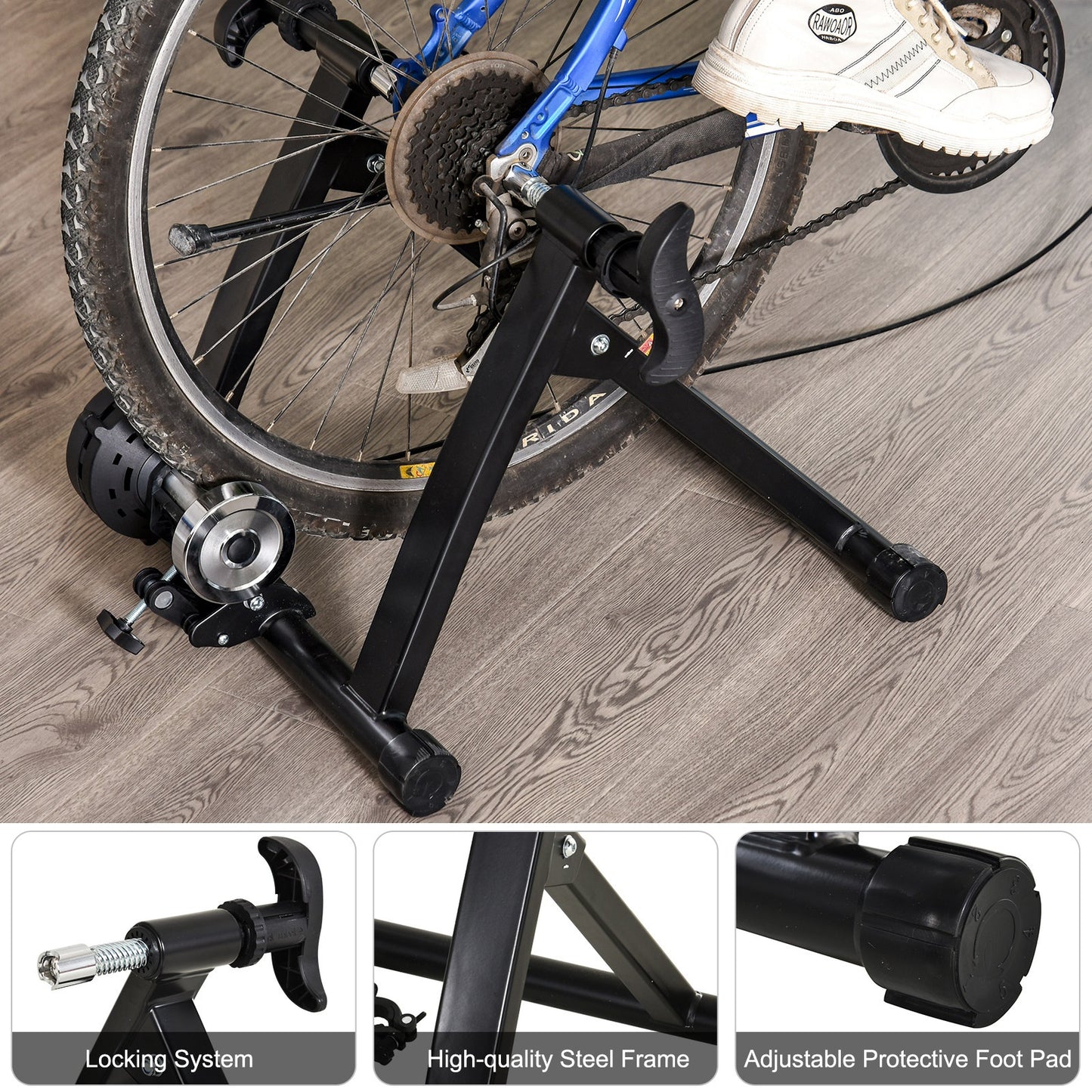 Homcom Foldable Indoor Bike Trainer Stationary Workout Stand