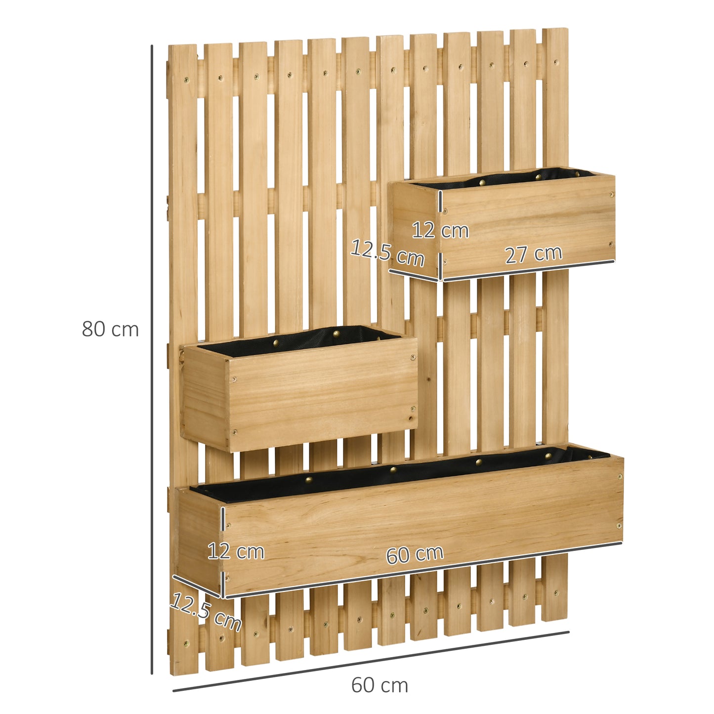 Outsunny Wall-mounted Wooden Garden Planters with Trellis