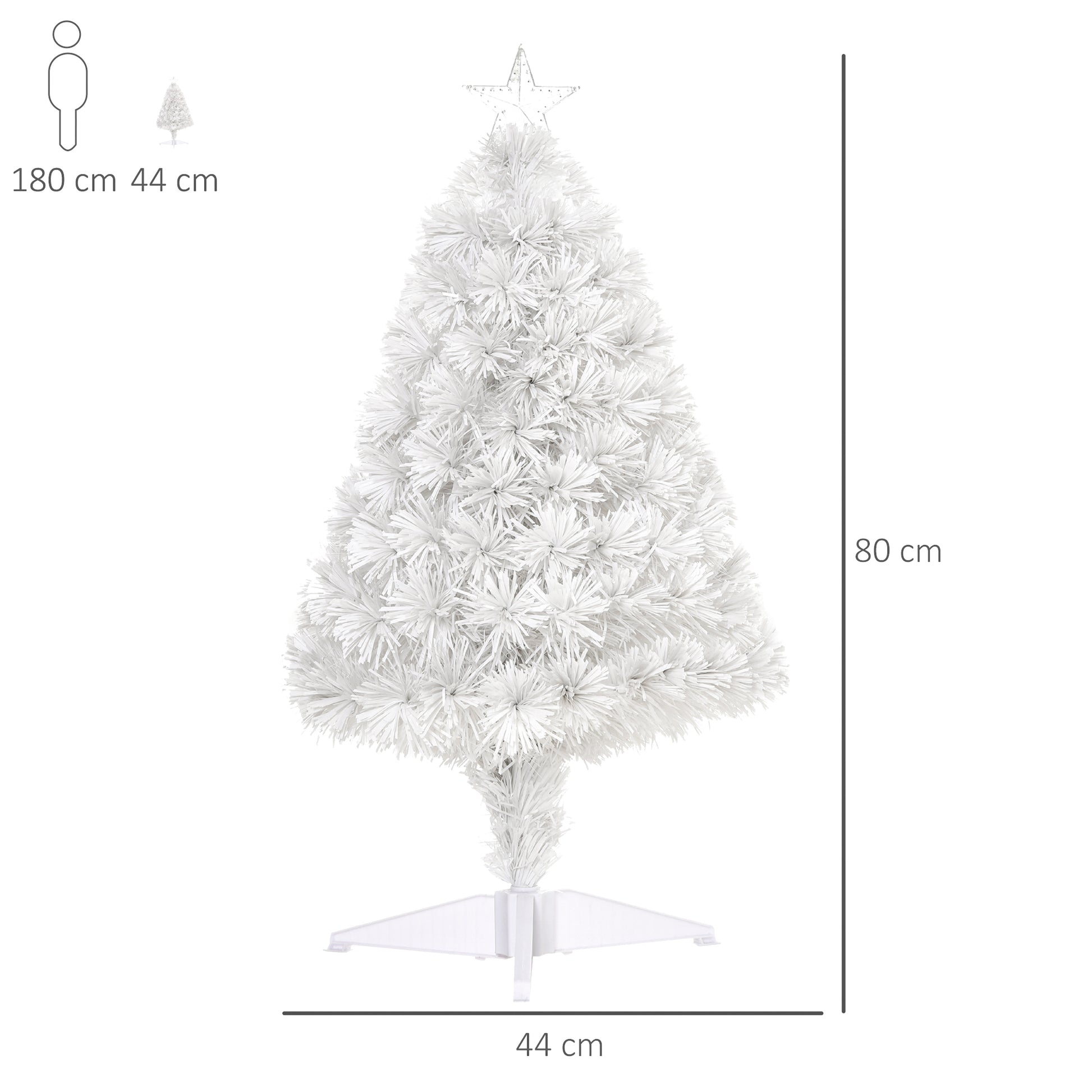 Homcom 2.5FT Prelit Artificial Tabletop Christmas Tree with Fibre Optics Holiday Home Xmas Decoration for Table and Desk