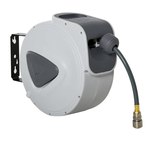 Retractable Air Hose Reel 15m+ 140cm Hose Diameter 3/ 8" 9.5mm, Hose Connector 1/ 4" BSP, Wall Mount Auto Rewind Hose- Reel-0