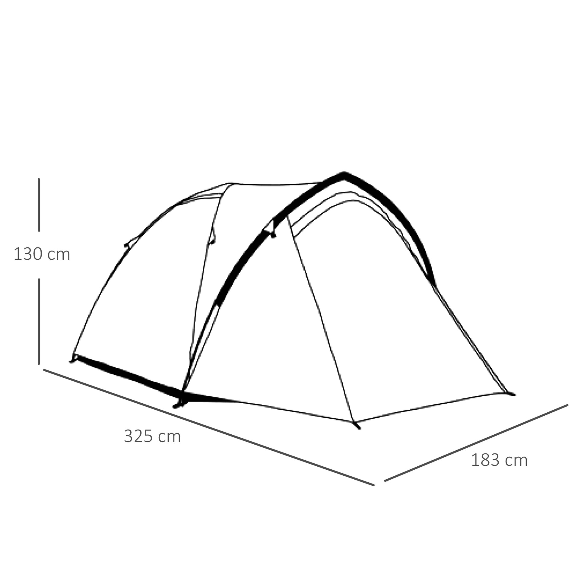 Outsunny Dome Tent for 3-4 Person Family Tent with Large Windows Waterproof Green