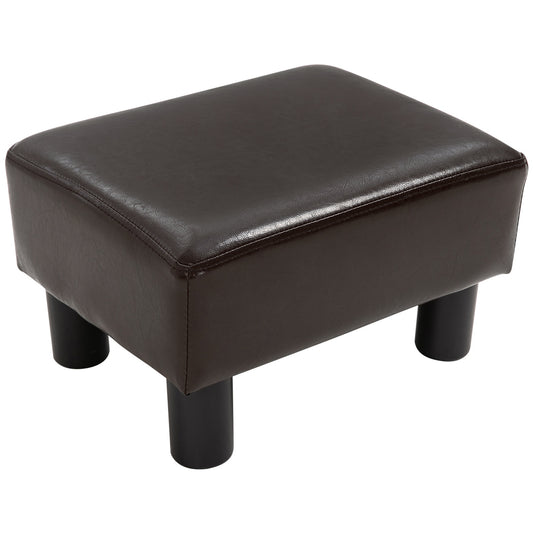 Homcom PU Leather Footstool Foot Rest Small Seat Foot Rest Chair Dark Brown Home Office with Legs 40 x 30 x 24cm