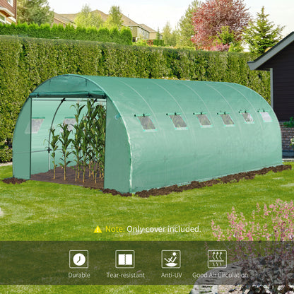 Outsunny 6 X 3 X 2M Greenhouse Replacement Cover Only Winter Garden Plant Pe Cover For Tunnel Walk-In Greenhouse With Roll-Up Windows Door Outdoor