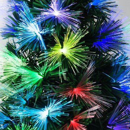 Homcom 5FT Tall Artificial Tree Fiber Optic Colorful LED Pre-Lit Holiday Home Christmas Decoration with Flash Mode