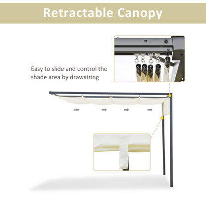 Outsunny 3 x 3(m) Outdoor Pergola Retractable Canopy Wall Mounted Gazebo Patio Shelter Sun Shade