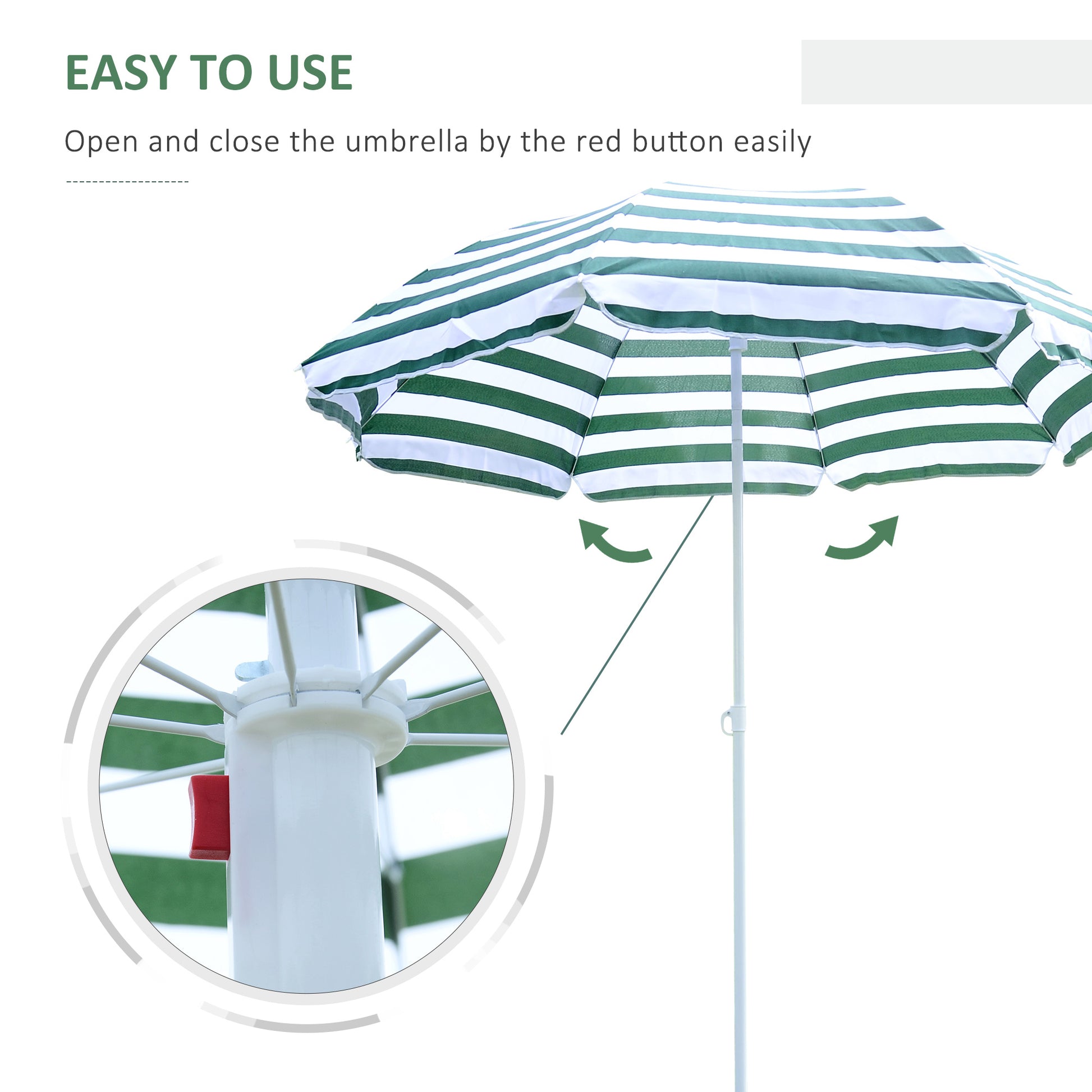 Outsunny 1.8m Beach Parasol Umbrella with Tilt Canopy