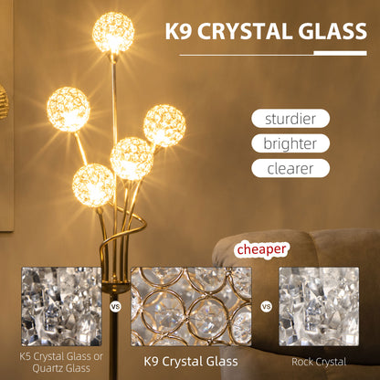 Homcom Crystal Floor Lamps for Living Room Bedroom with 5 Light