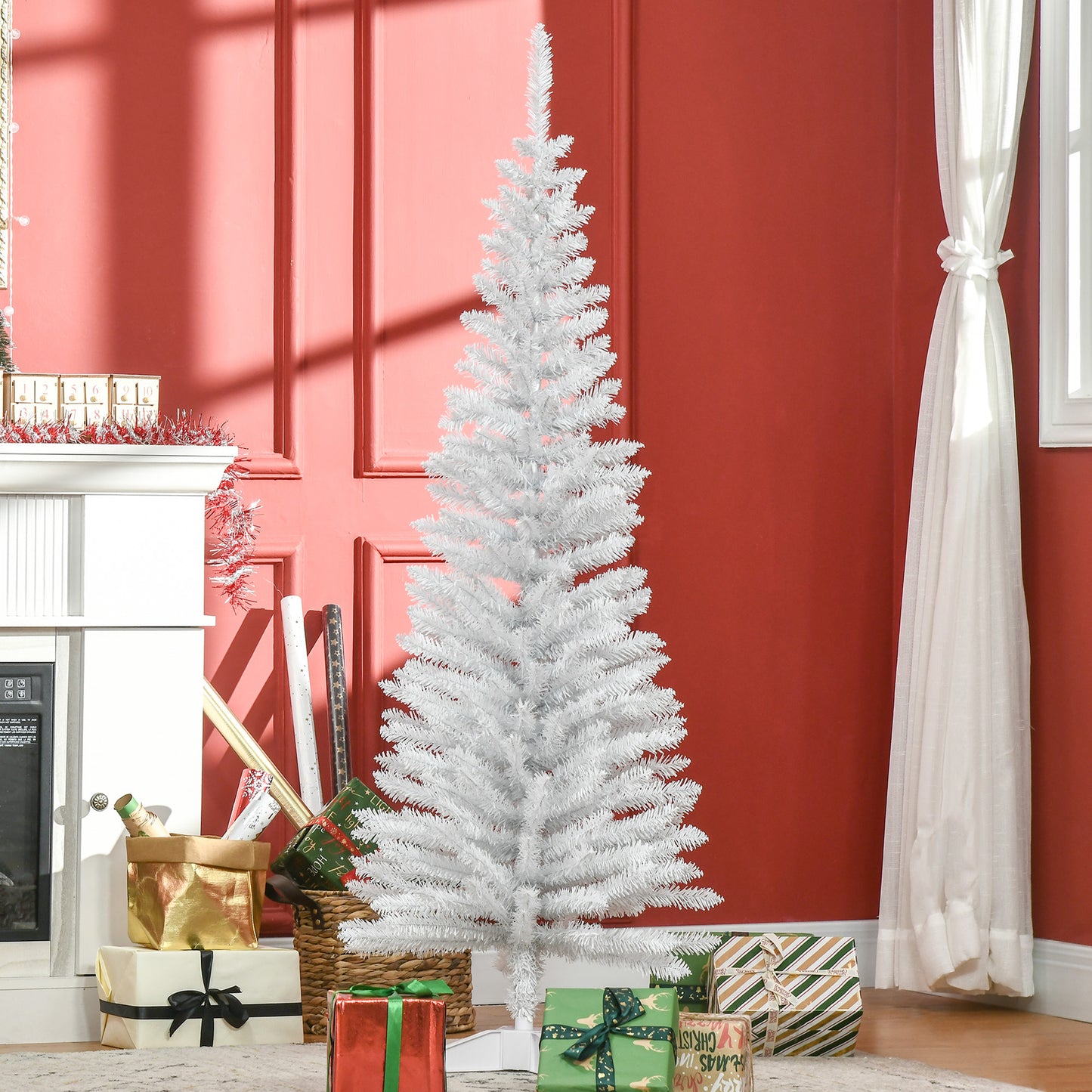 5ft Christmas Tree Artificial - White Slim  294 Tips