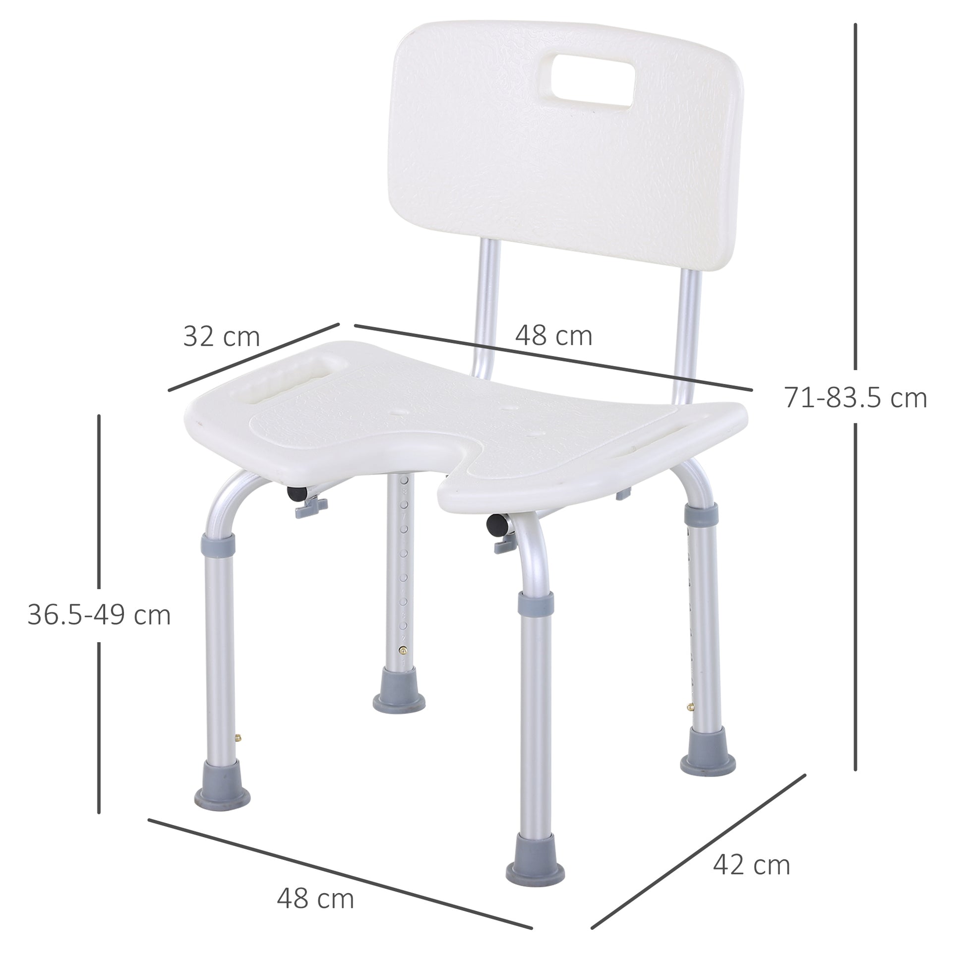 Homcom Aluminium Alloy Adjustable Shower Stool - White