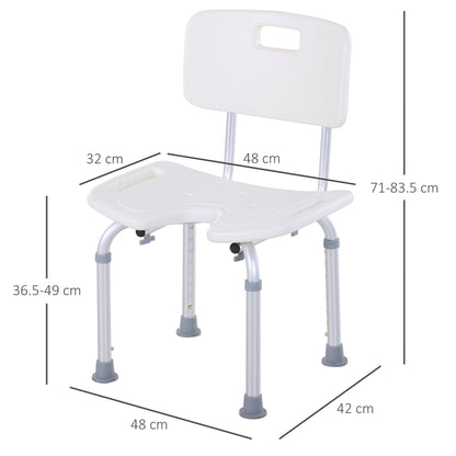 Homcom Aluminium Alloy Adjustable Shower Stool - White