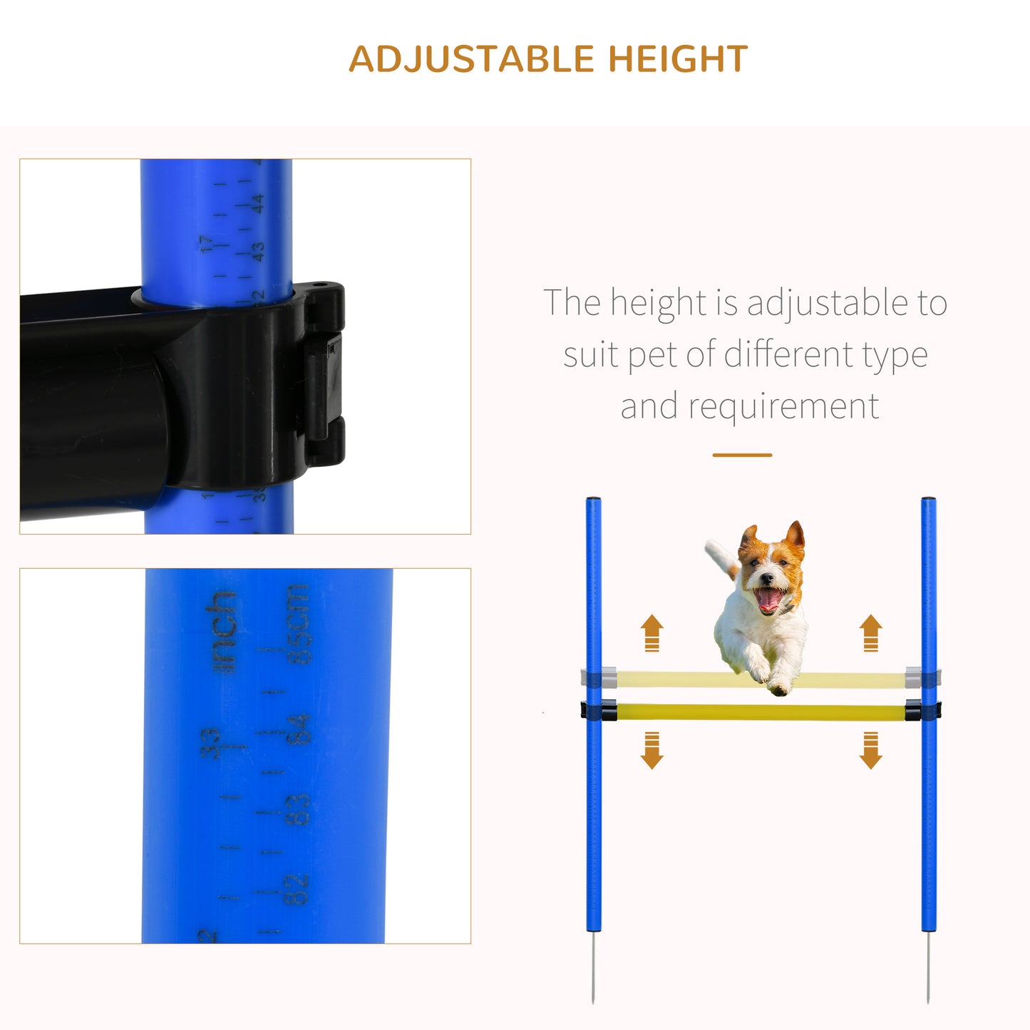 PawHut Adjustable Pet Agility Training Set-Blue/Yellow