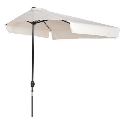 Outsunny 2.3m Half Round Parasol Umbrella Balcony Metal Frame Outdoor NO BASE Cream White