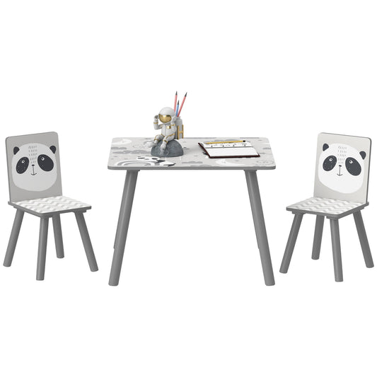 ZONEKIZ Kids Table and Chair Set, Toddler Table with 2 Chairs, Toddler Furniture Set, for Ages 3-8 Years - Grey-0