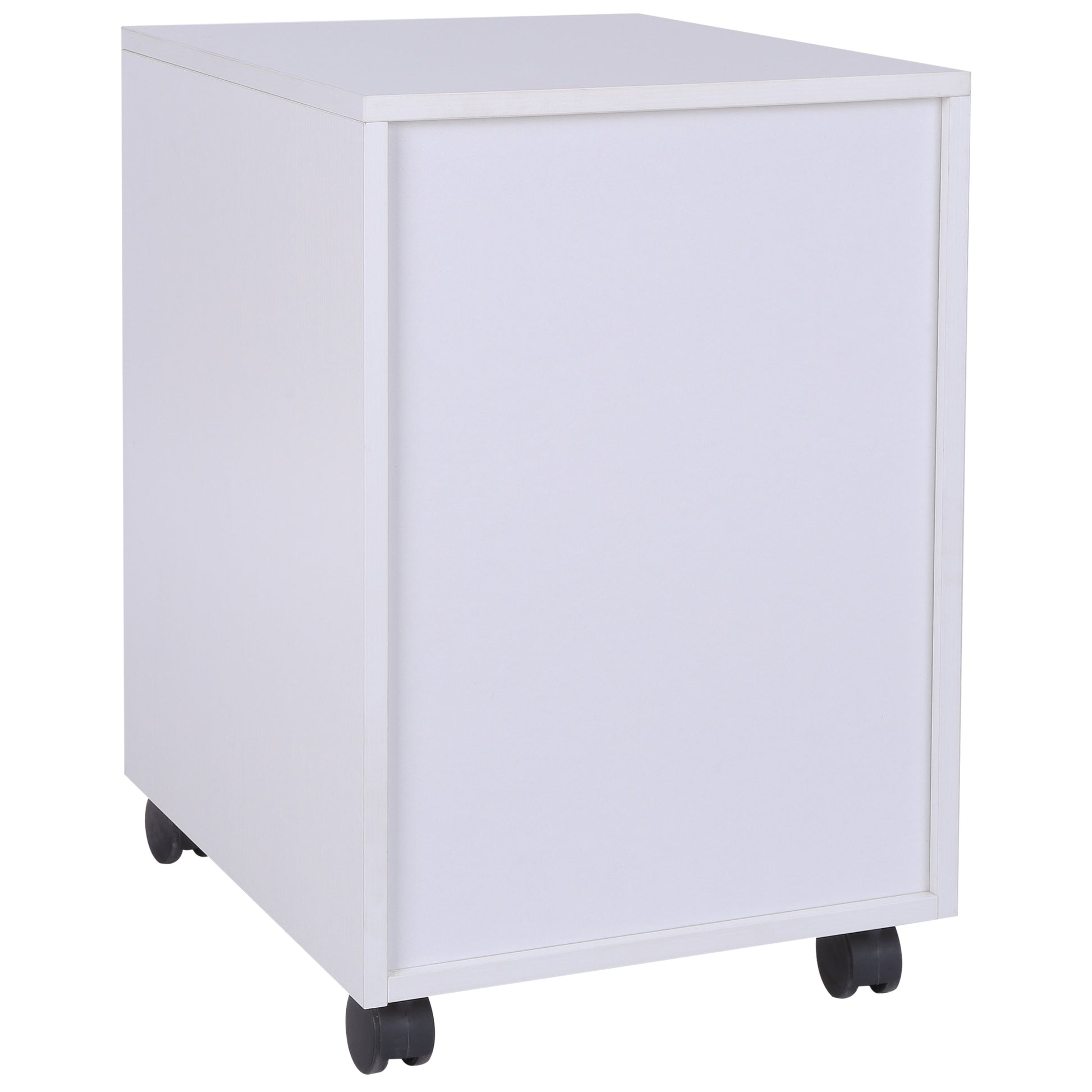 Homcom Medium-density fibreboard Mobile File Cabinet w/ 3 Drawers Locking Wheels Metal Rails Oak Tone White