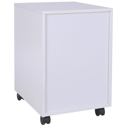 Homcom Medium-density fibreboard Mobile File Cabinet w/ 3 Drawers Locking Wheels Metal Rails Oak Tone White