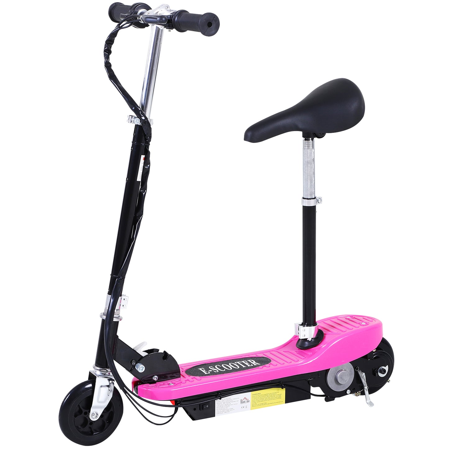 Homcom Foldable Electric Scooter Ride on for Kids 12V 120W W/Brake Kickstand-Pink