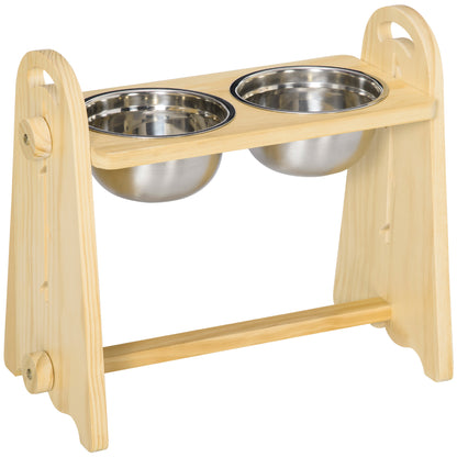 PawHut Raised Dog Bowls with Stand Adjustable Raised Pet Feeder with 2 Removable Stainless Steel Bowls for Small to Extra Large Dogs