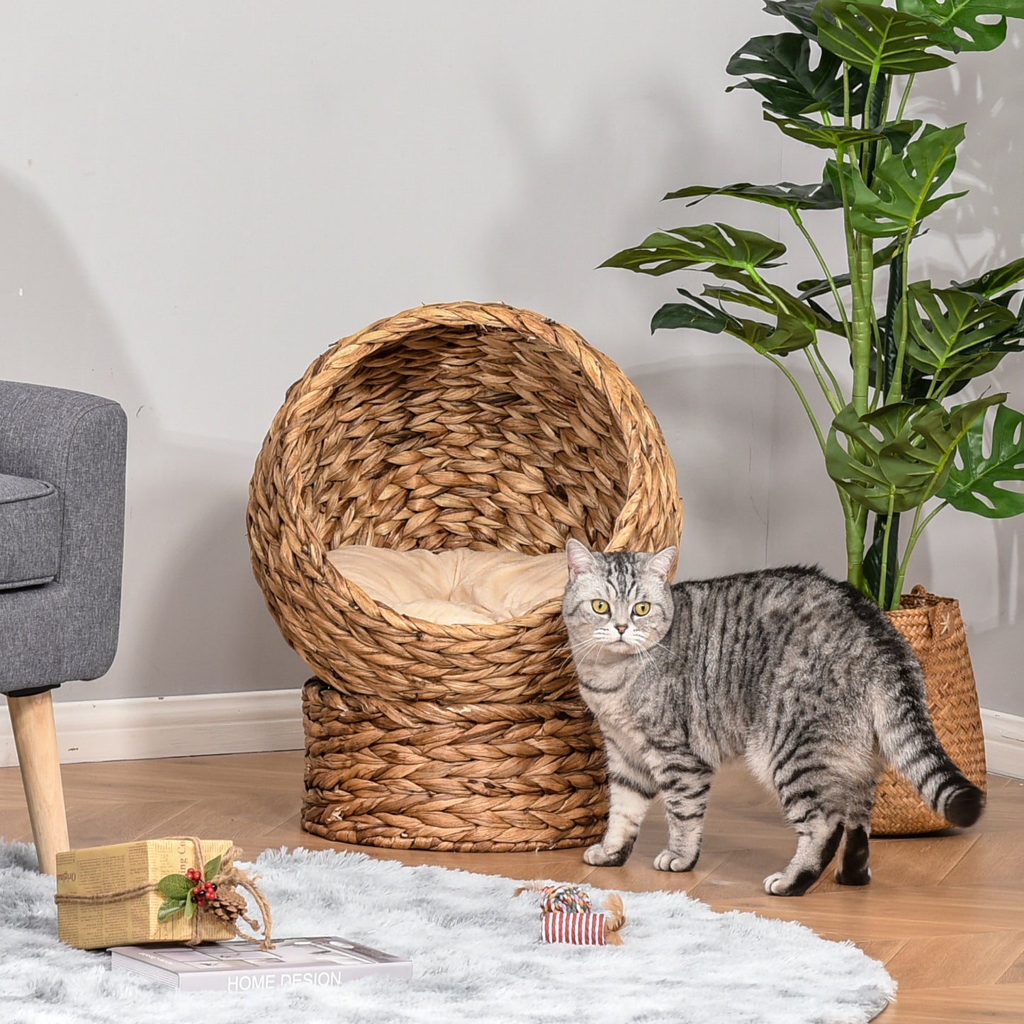 Woven 42 x 33cm Cat Bed Cyclindrical by Pawhut