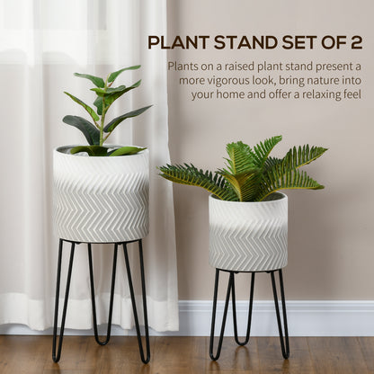 Outsunny Metal Plant Stand Set of 2 with Legs