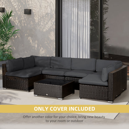 Outsunny Garden Rattan Sofa Cushion Polyester Cover Replacement Outdoor- No Cushion Included