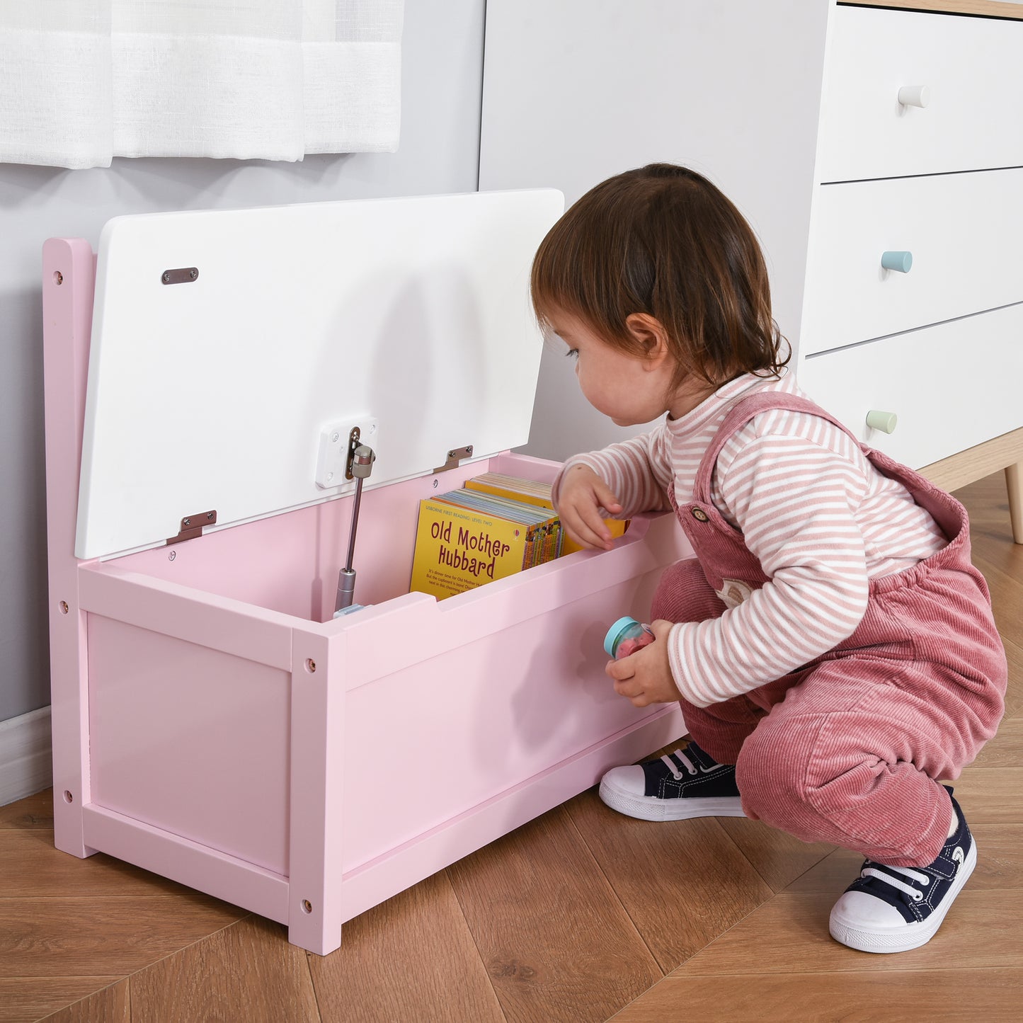 Homcom Two-In-One Wooden Toy Box