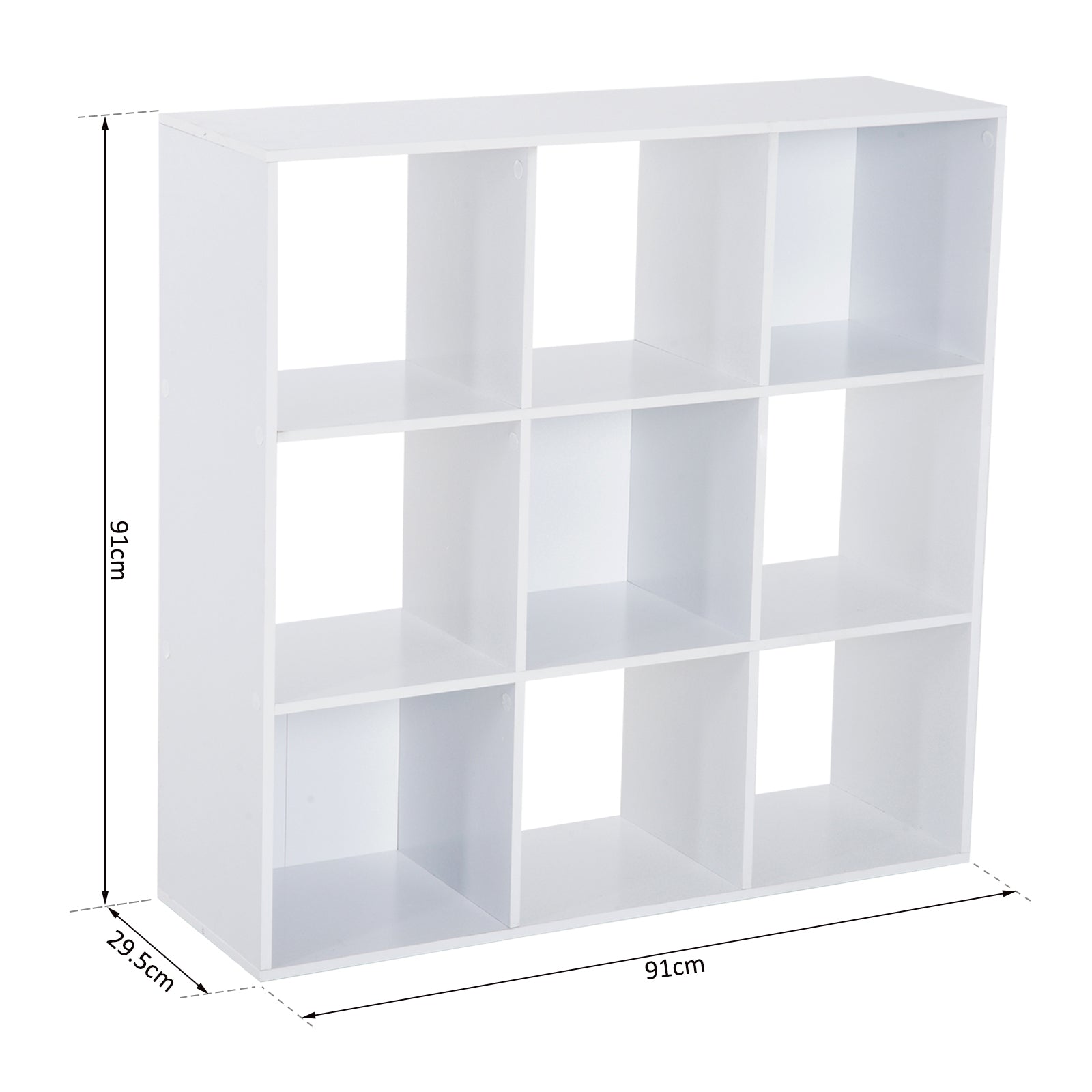 Homcom Wooden 9 Cube Storage Cabinet Unit 3 Tier Bookcase Shelves Organiser Rack Display - White