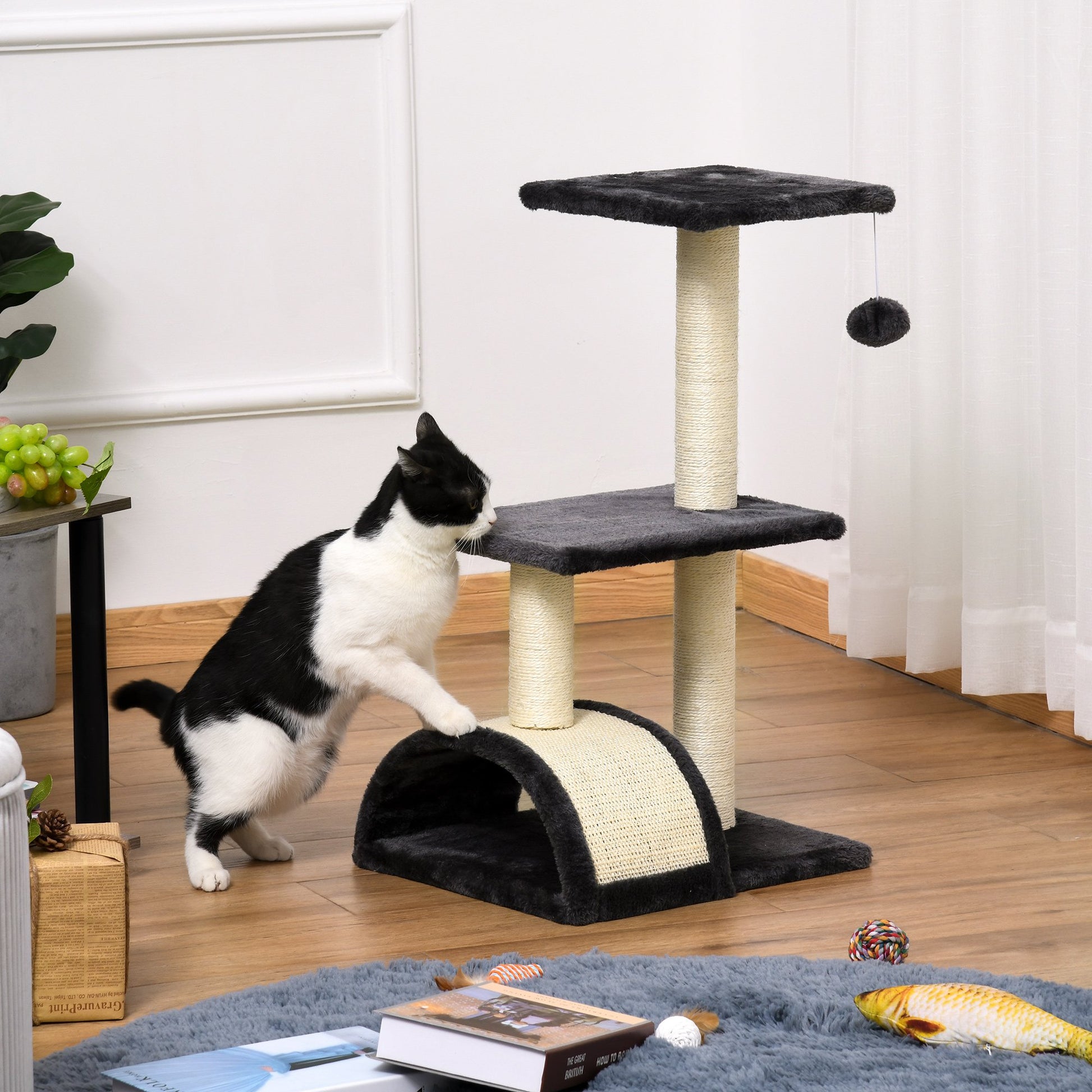 PawHut Cat tree Tower 72cm Climbing Activity Centre Kitten-Grey