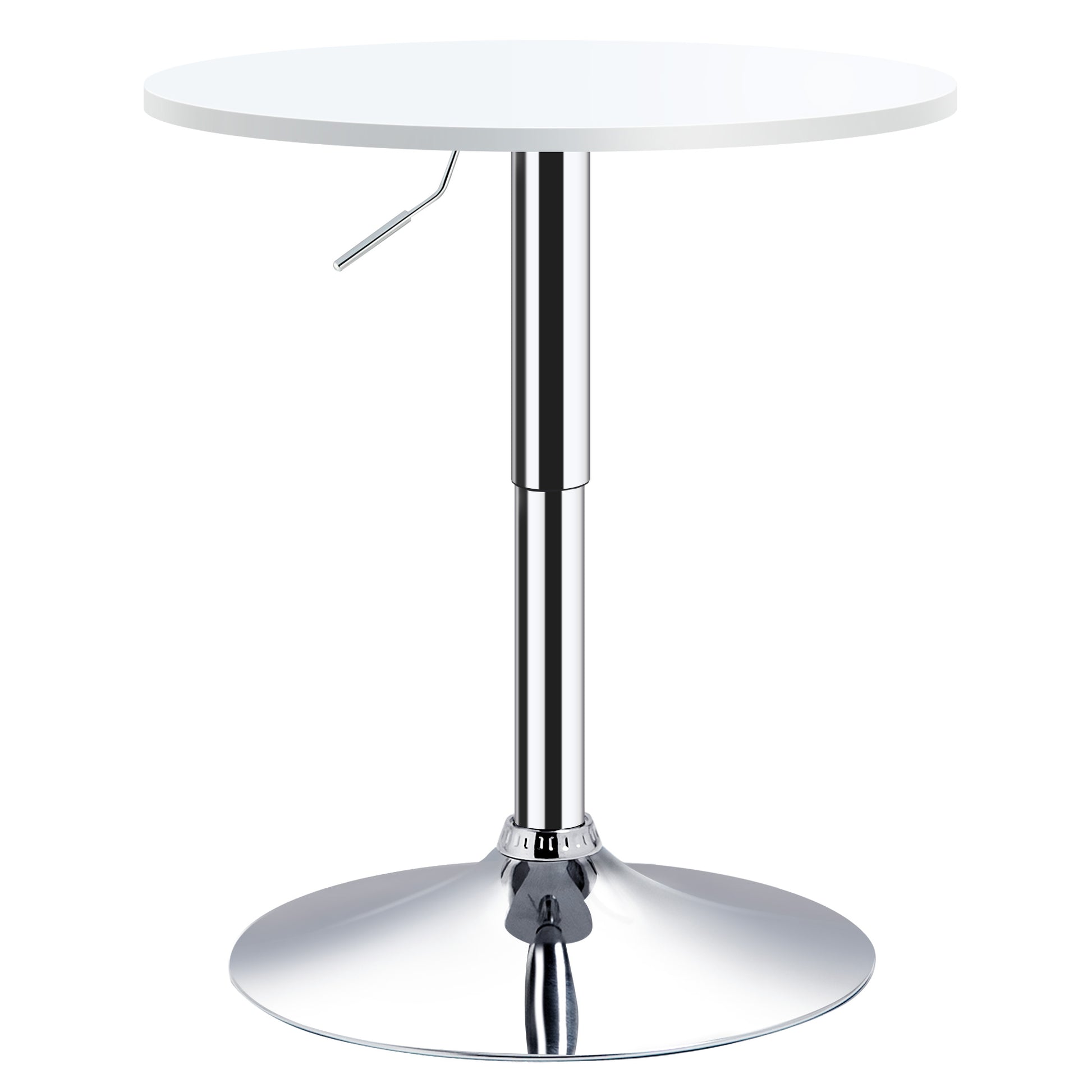 Homcom Bar Table ?60cm Adjustable Height Round Bistro Table w/ Swivel Top Metal Frame Counter Surface Stylish Kitchen Conservatory White