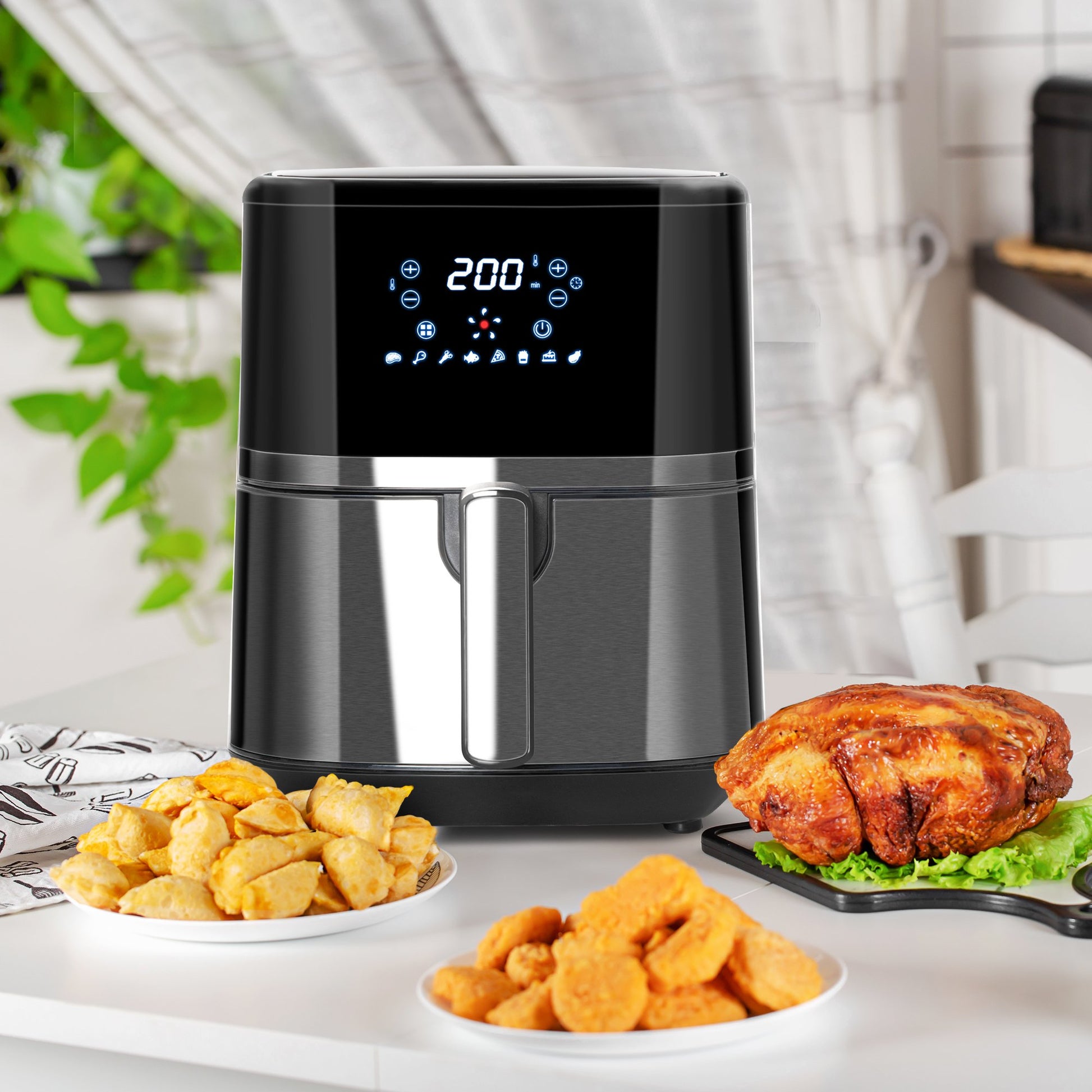 1500W 4.5L Air Fryer 8 Presets With Digital Display Black & Steel by Homcom