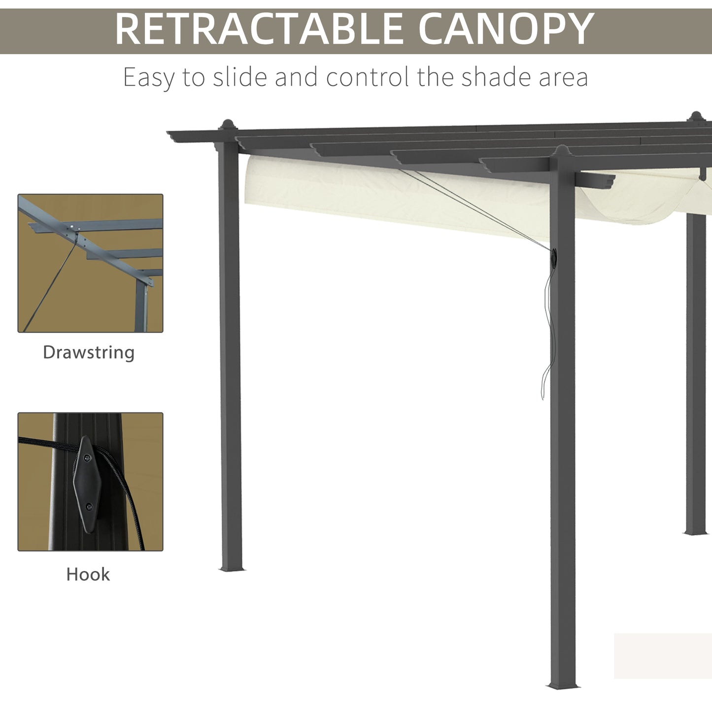 Outsunny 4 x 3(m) Aluminum Pergola with Retractable Roof