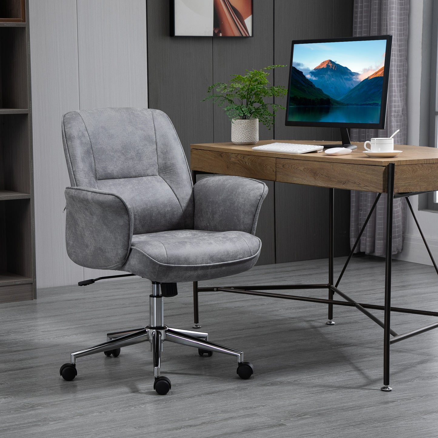 Vinsetto Faux Microfibre Leather Office Chair - Light Grey