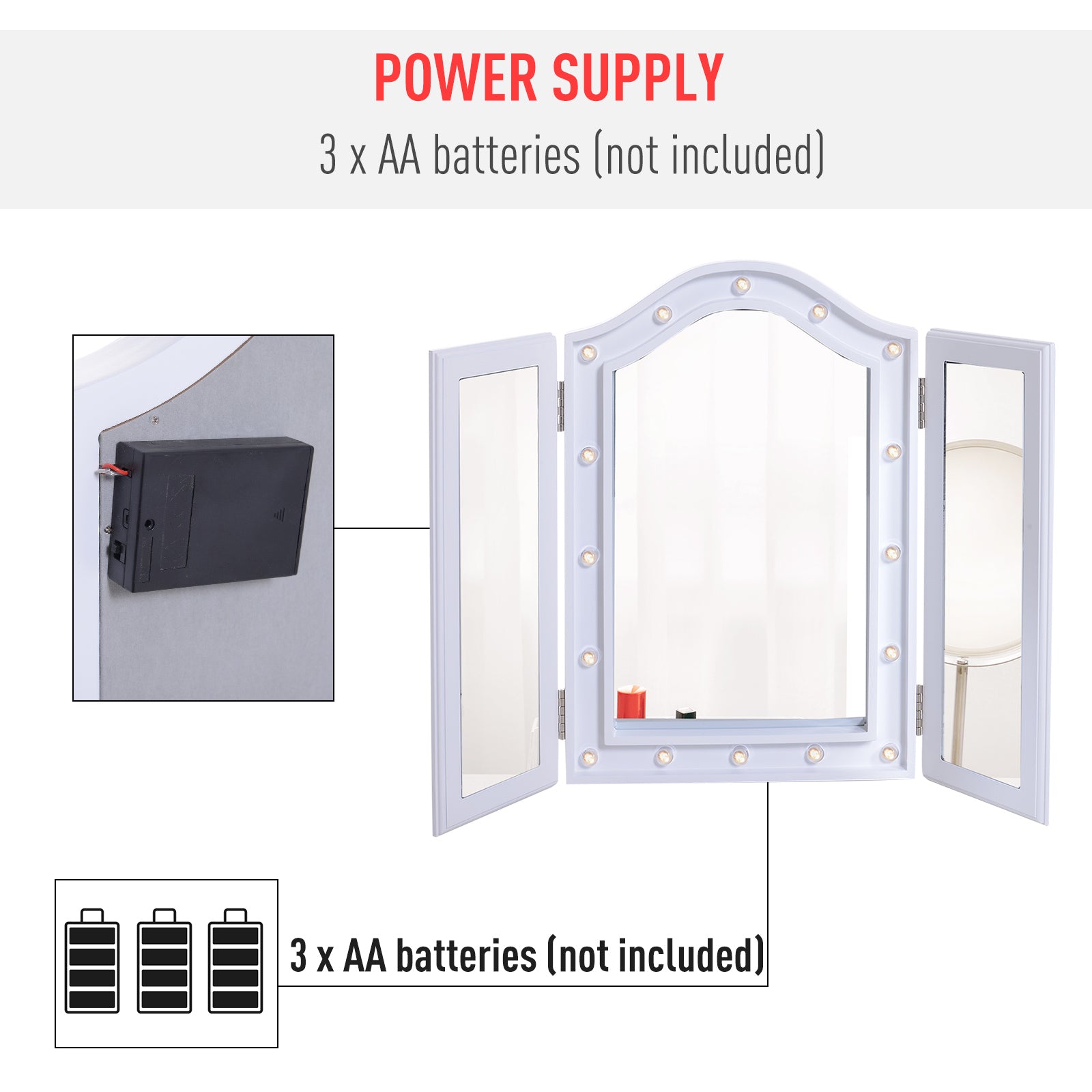 Homcom Trifold Freestanding Mirror