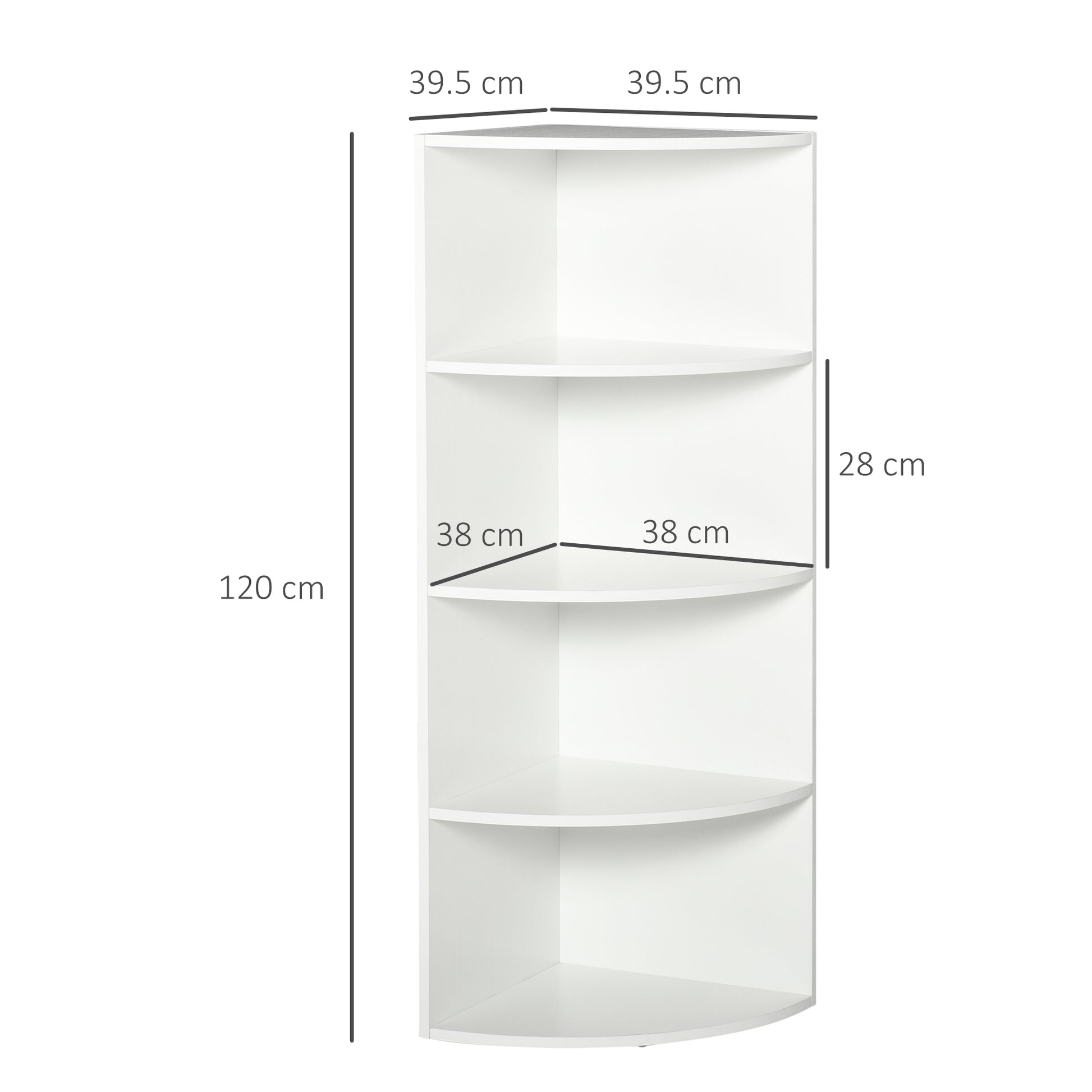 Homcom Four-Tier Corner Storage Unit - White