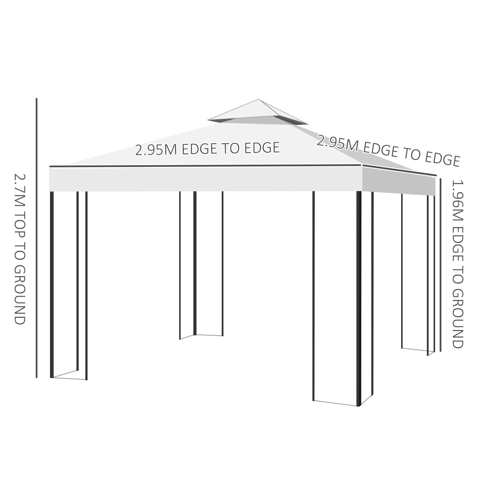 Outsunny 3 x 3m Outdoor Steel Gazebo with 2 Tier Roof