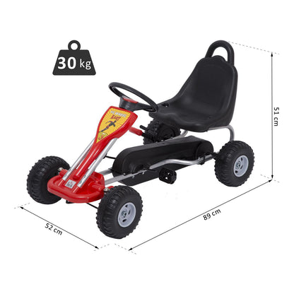 Homcom Kids Ride on Pedal Go Kart W/Hand Brake-Red